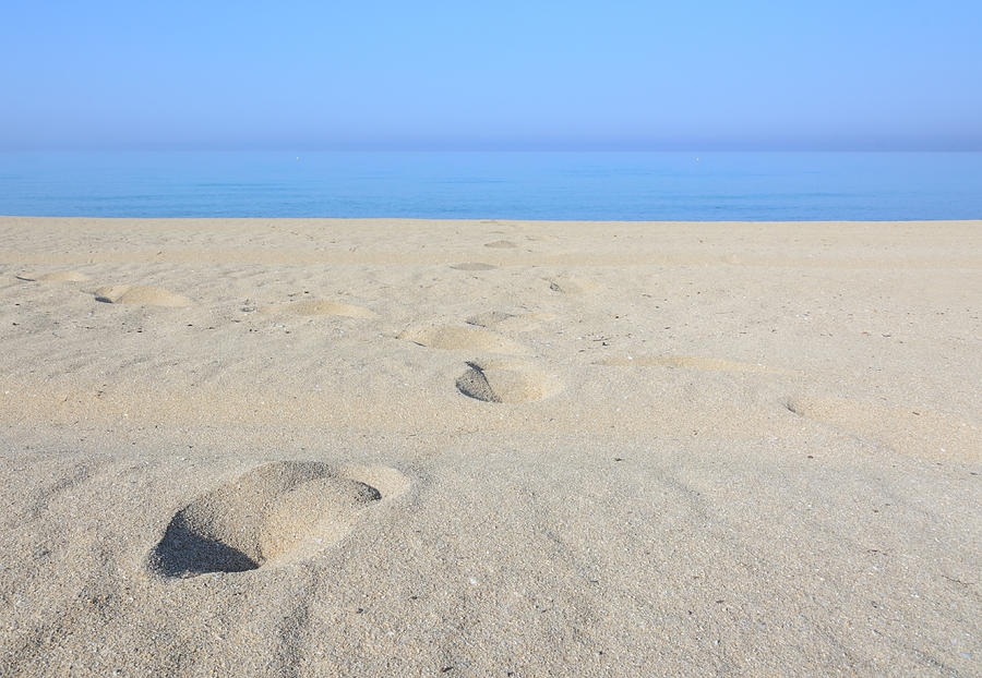 Footprints in sand and horizon Photograph by Ingela Christina Rahm