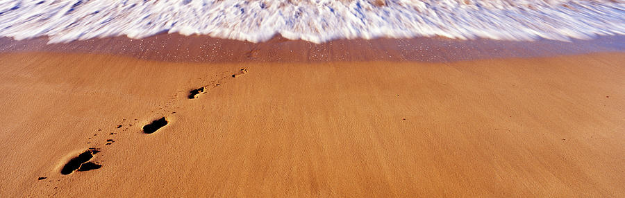 Footprints In Sand On The Beach Photograph by Panoramic Images
