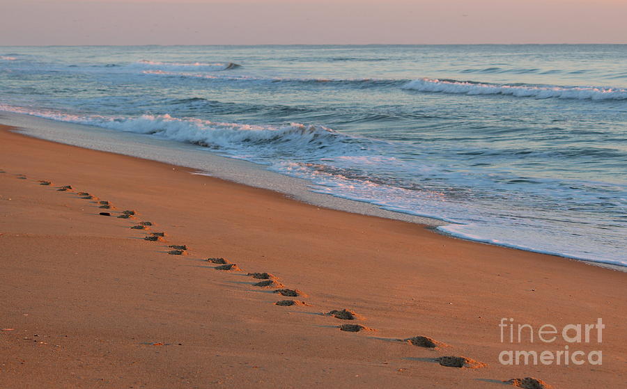 Sunset Photograph - Footprints in the Sand by Kathleen Garman