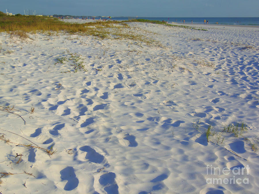 Beach Photograph - Footprints in the Sand by Lou Ann Bagnall