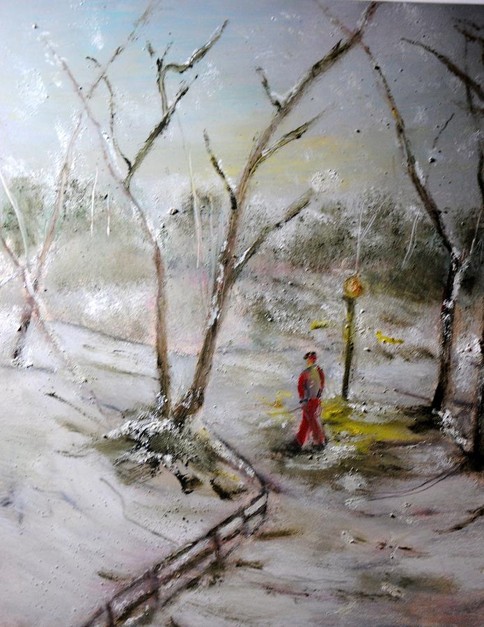 Footprints in the Snow Pastel by Vivian Gattuso