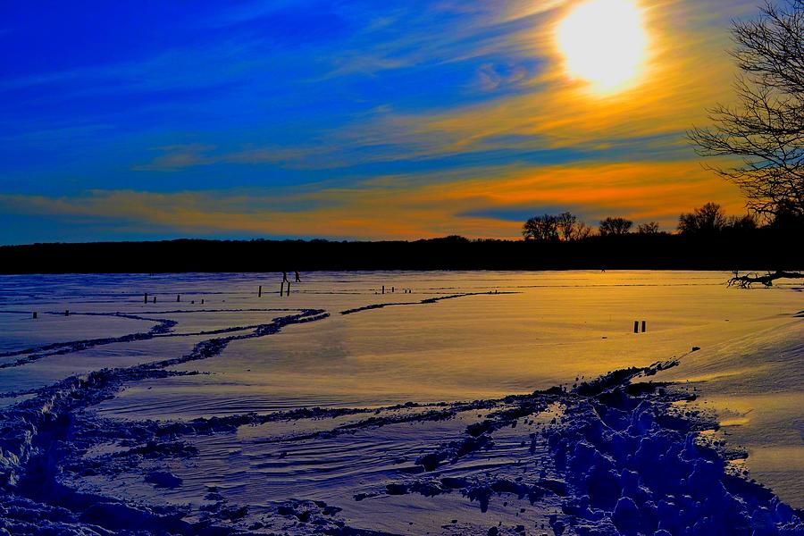 Winter Photograph - Footsteps on Lake by Zafer Gurel