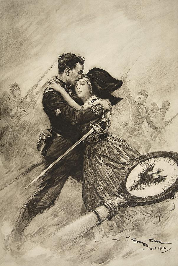Soldier Drawing - For Love And Country, 1914 by Georges Bertin Scott