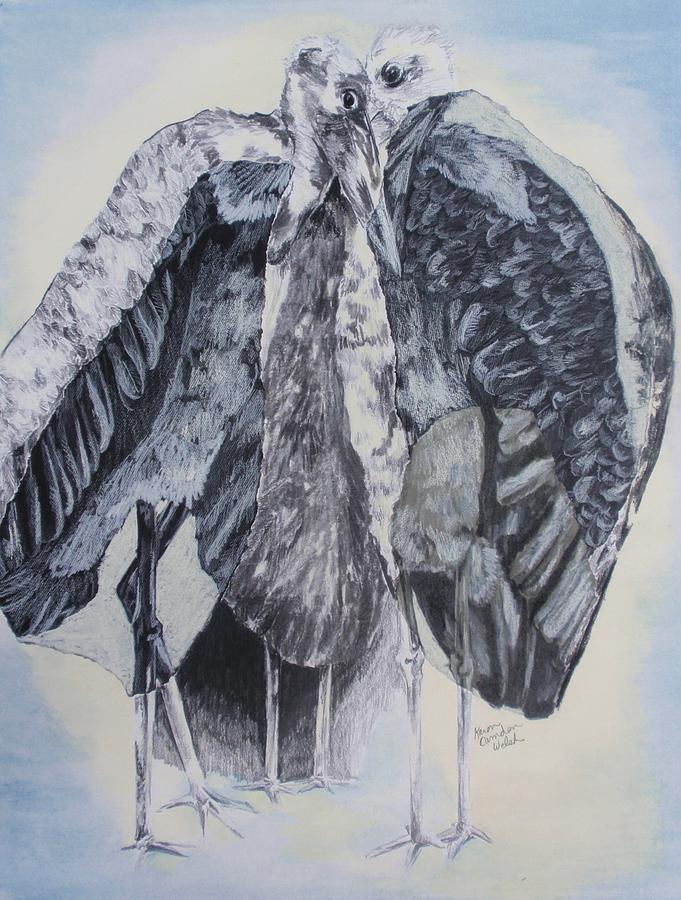 For the Love of Storks Pastel by Karen Camden Welsh