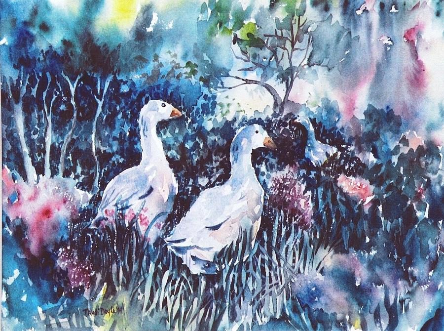 Foraging Ducks  Painting by Trudi Doyle