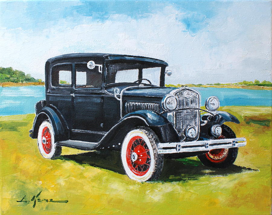 Ford A Tudor Sedan Painting by Luke Karcz