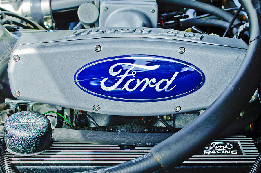 Car Photograph - Ford Engine Emblem by Jill Reger