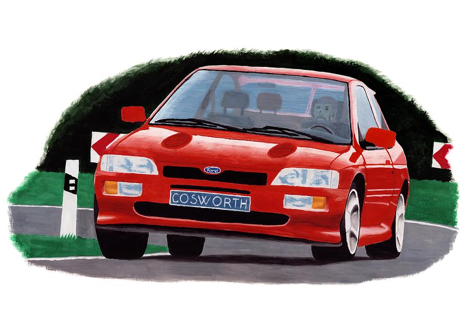 Sports Painting - Ford Escort RS Cosworth by Milan Surkala