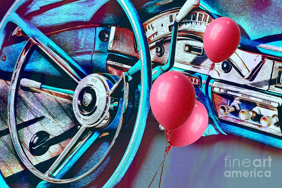 Vintage Photograph - Ford Fairlane 500 Dashboard- Warhol-Esque by Liane Wright