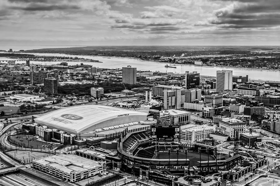 Ford Field and Comerica Park Photograph by Cindy Lindow