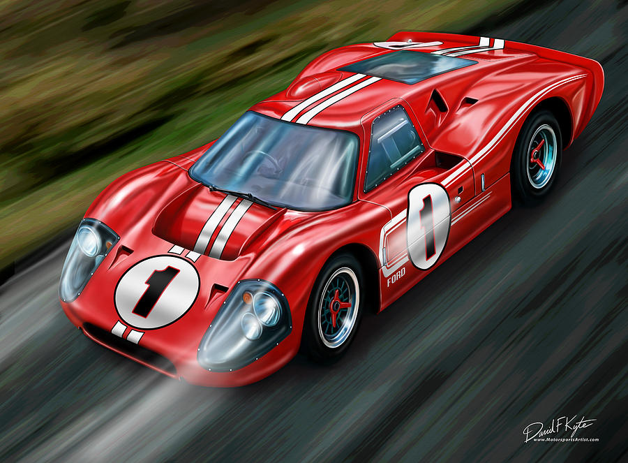 Ford Painting - Ford GT-40 at Le Mans by David Kyte