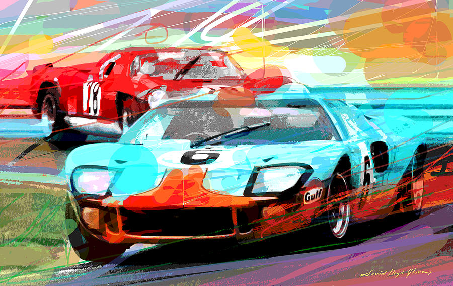 Ford Gt 40 Painting - Ford Gt 40 Leads The Pack by David Lloyd Glover