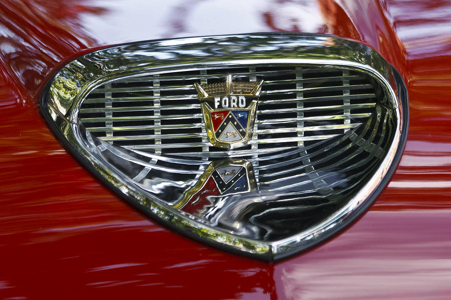 Transportation Photograph - Ford Hood Emblem by Wes and Dotty Weber