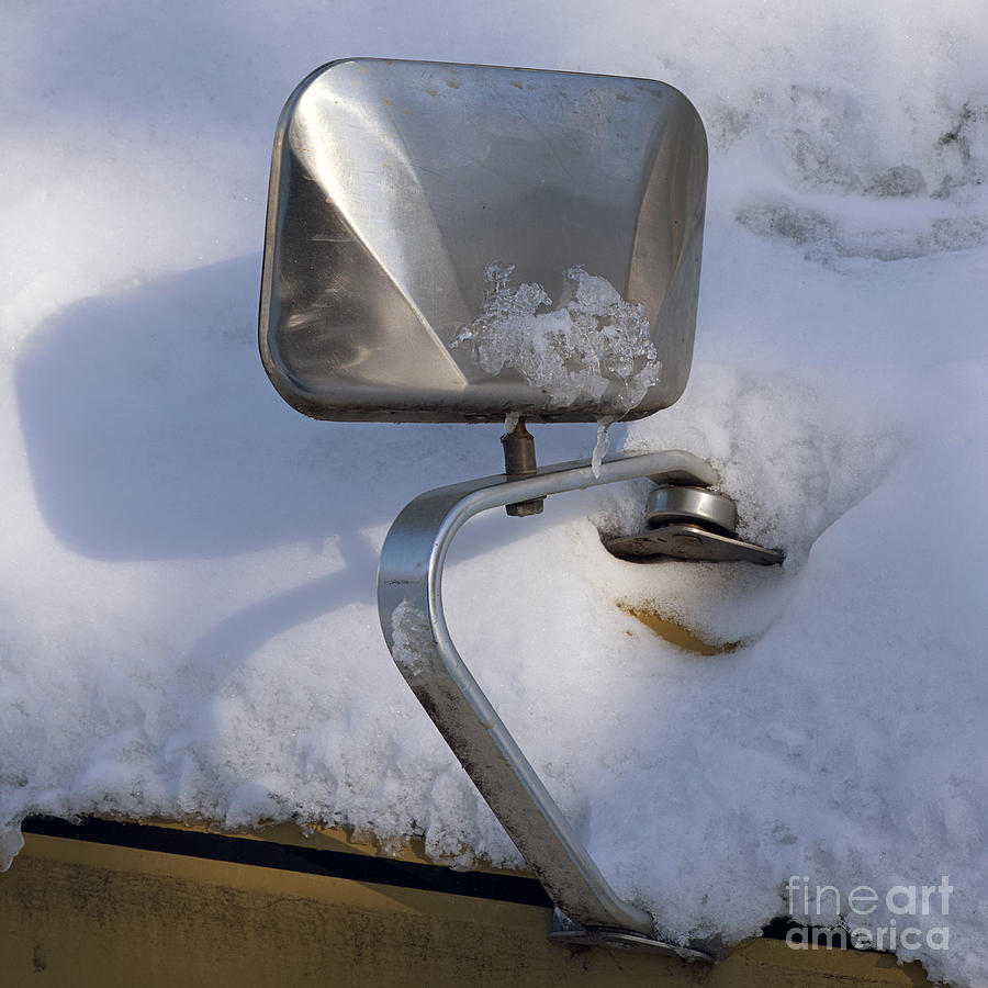 Ford Mirror in Snow Photograph by Art Whitton