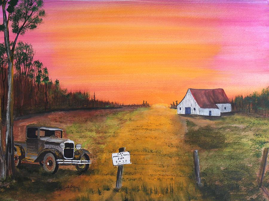 Sunset Painting - Ford Model A Truck For Sale by Jack G  Brauer
