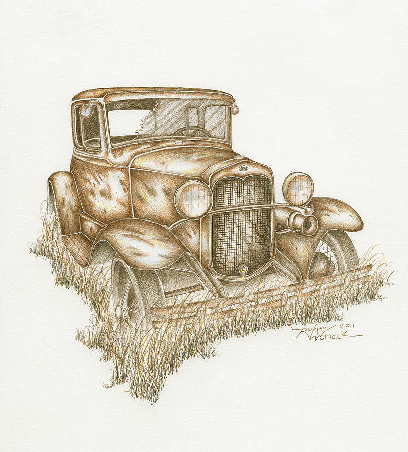 Ford Model A Drawing by Roger Womack | Pixels