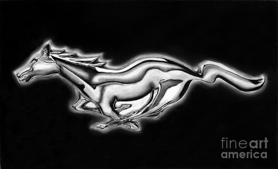Transportation Drawing - Ford Mustang Emblem by Peter Piatt