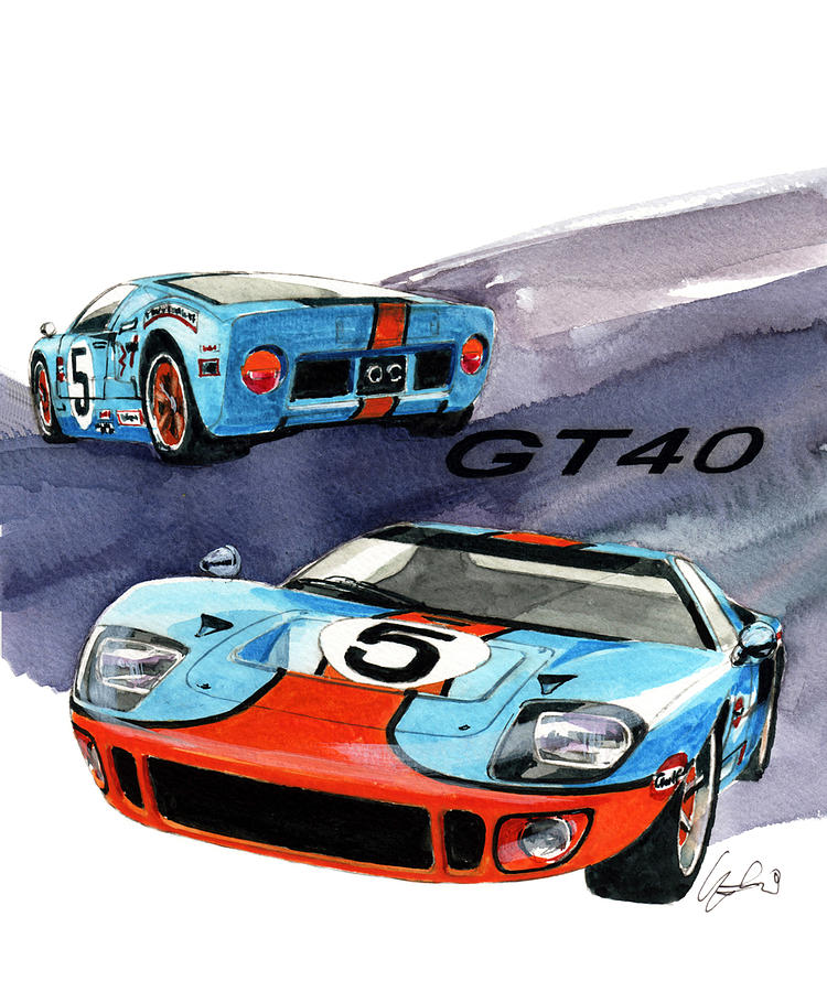 Ford Gt40 Painting - Ford GT40 by Yoshiharu Miyakawa