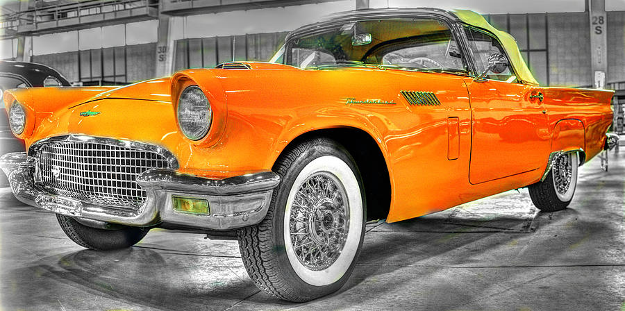 Vintage Photograph - Ford Thunderbird Convertable Orange by John Straton