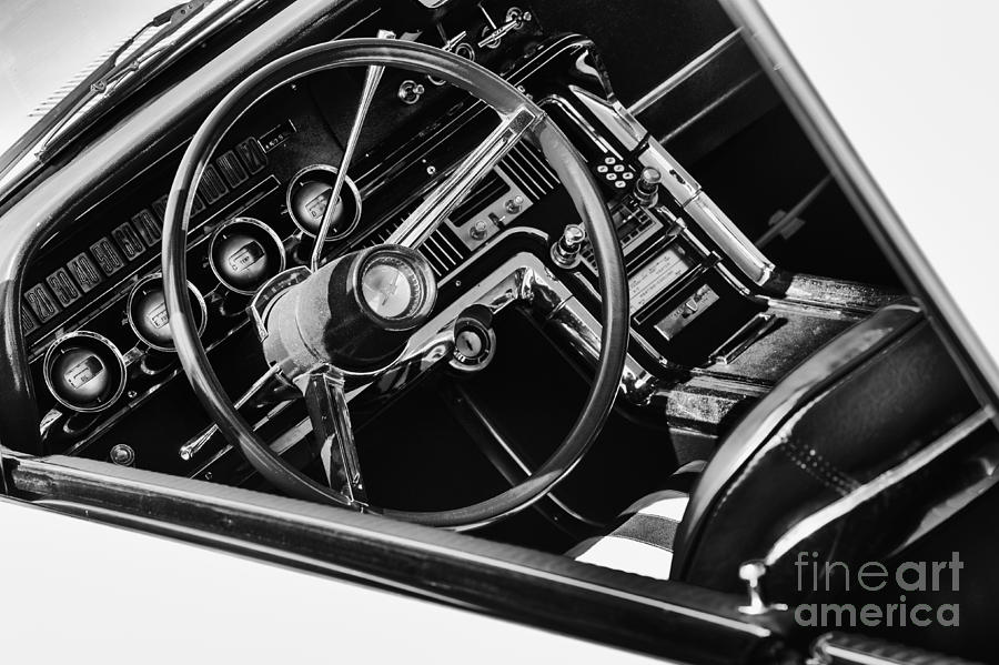Car Photograph - Ford Thunderbird Interior Monochrome by Tim Gainey