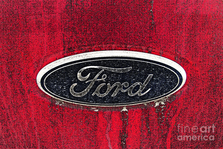 Ford Photograph - Ford Truck Emblem Dirty Drawing Style Photograph by Adri Turner