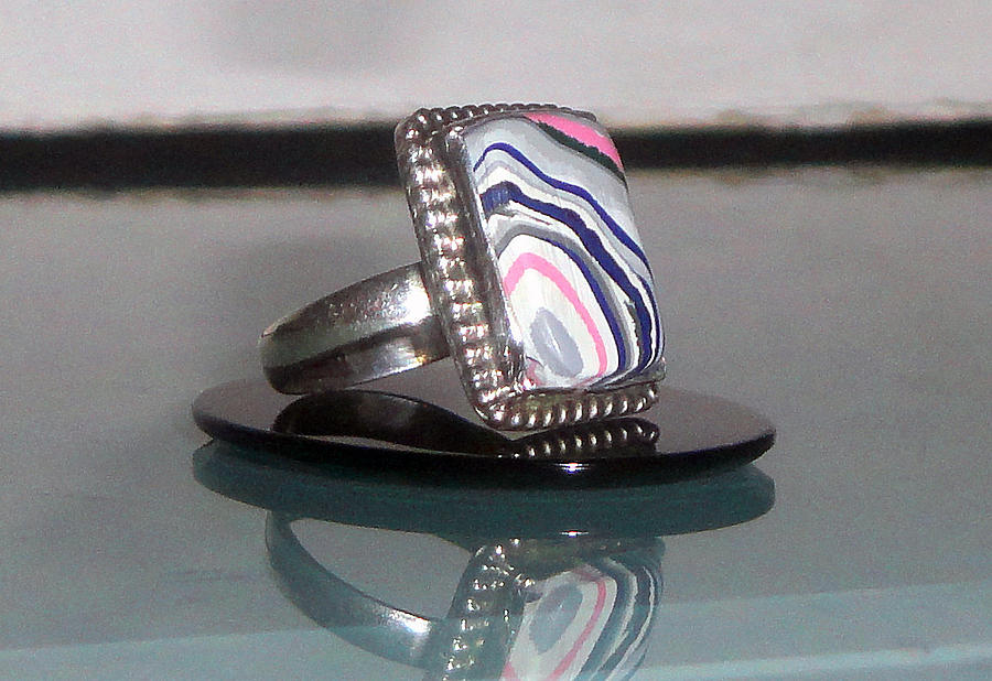 Robin Jewelry - Fordite Detroit Agate Rectangular Cabochon Sterling Silver Ring by Robin Copper