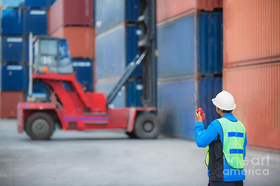 Foreman Control Forklift Handling The Container Box  Photograph by Anek Suwannaphoom