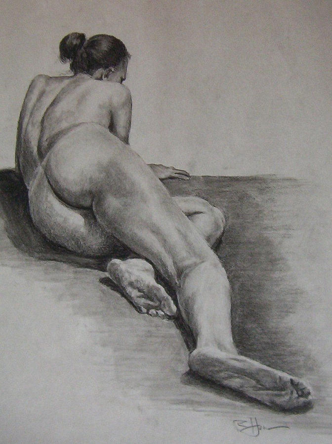Nude Drawing - Foreshortened Nude by Rachel Bochnia