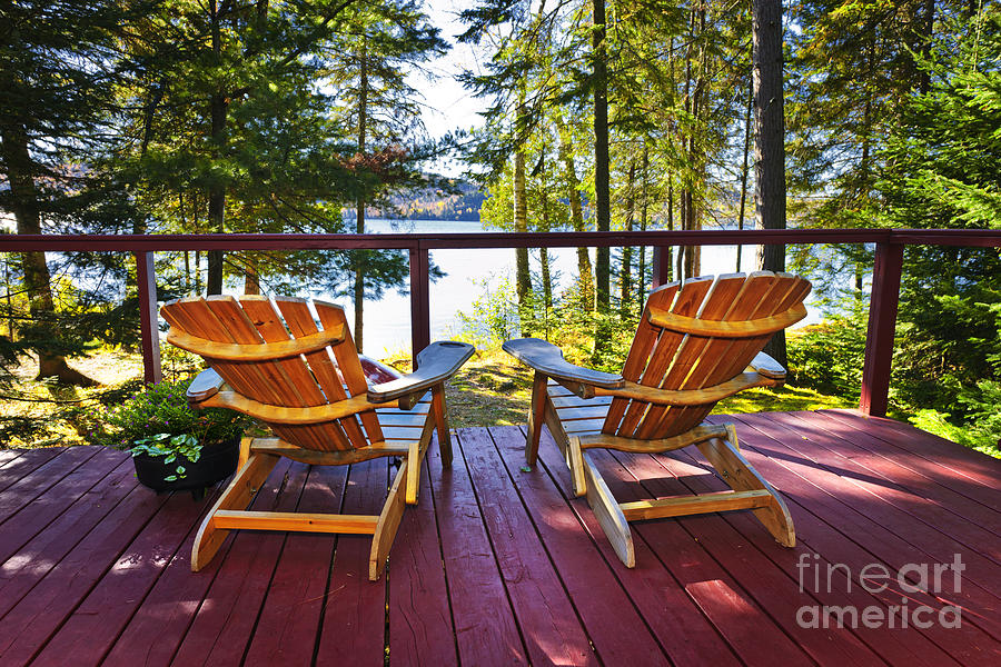 Forest cottage deck and chairs 1 Photograph by Elena Elisseeva