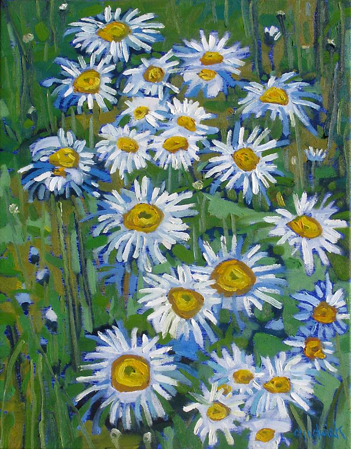 Forest Edge Daisies Painting by Phil Chadwick