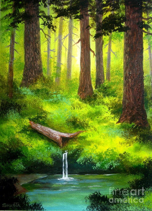 Tree Painting - Forest  Fantasy by Shasta Eone