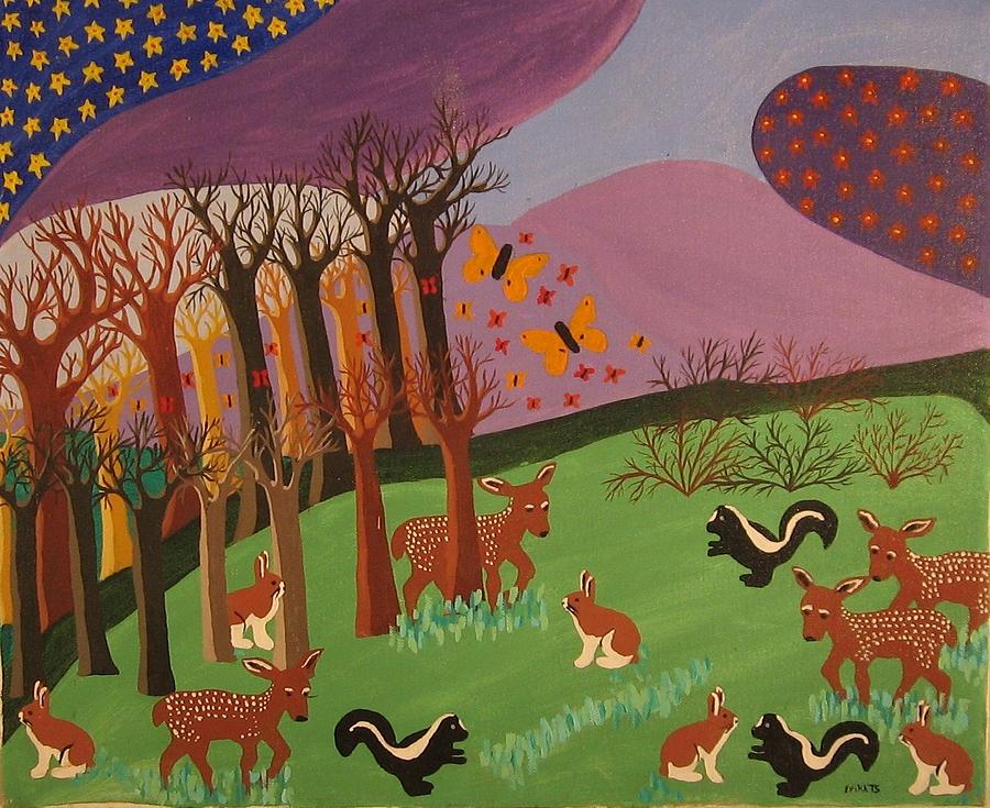 Forest Friends Painting by Erika Jean Chamberlin