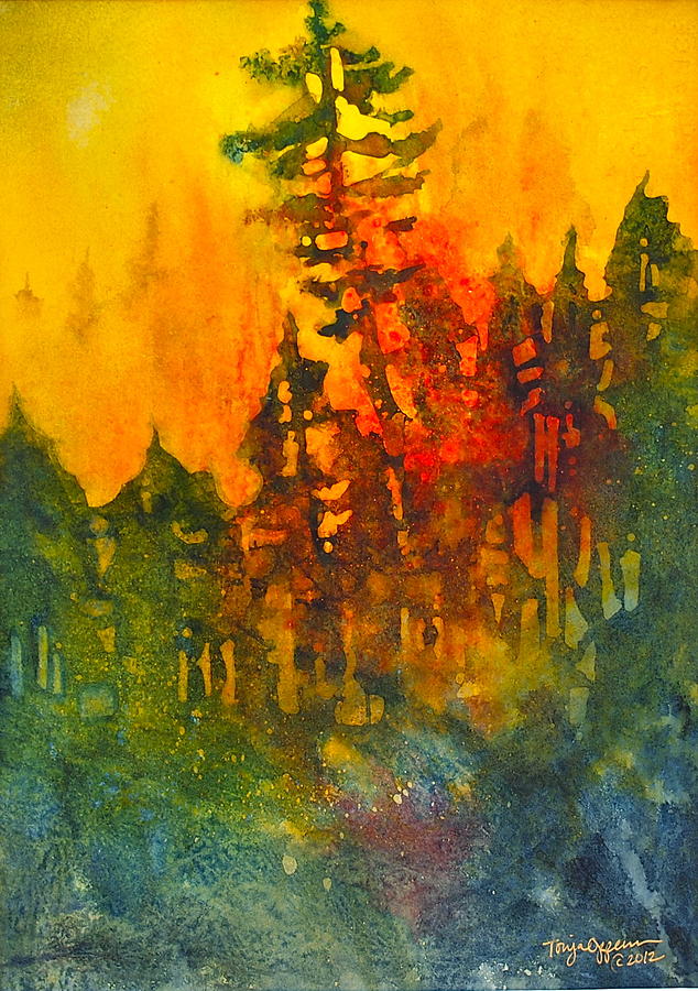 Forest Glow #5 Painting by Tonja Opperman