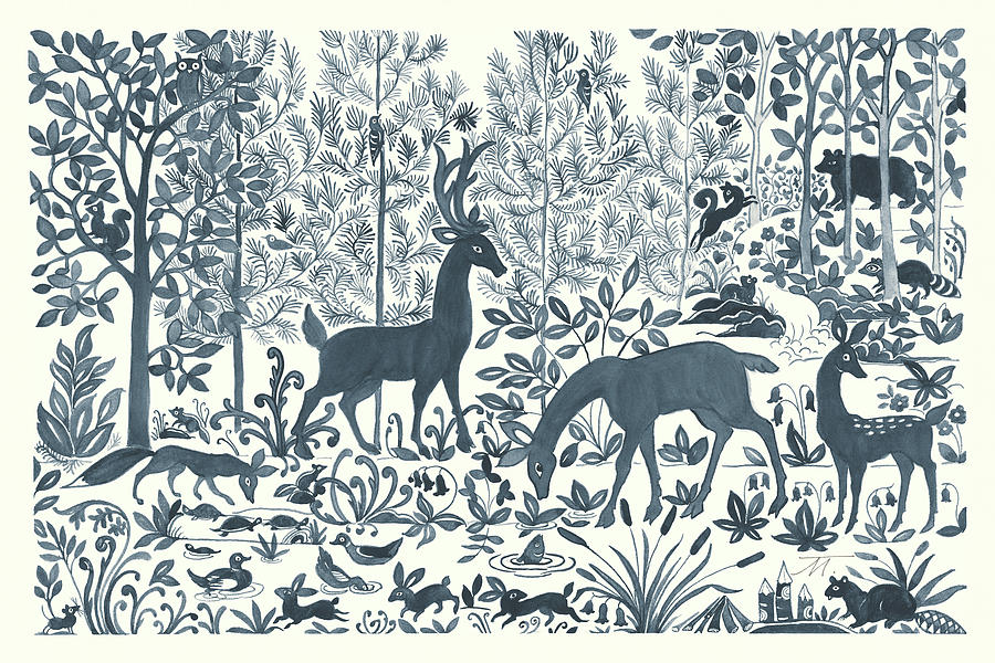 Animal Painting - Forest Life I by Miranda Thomas