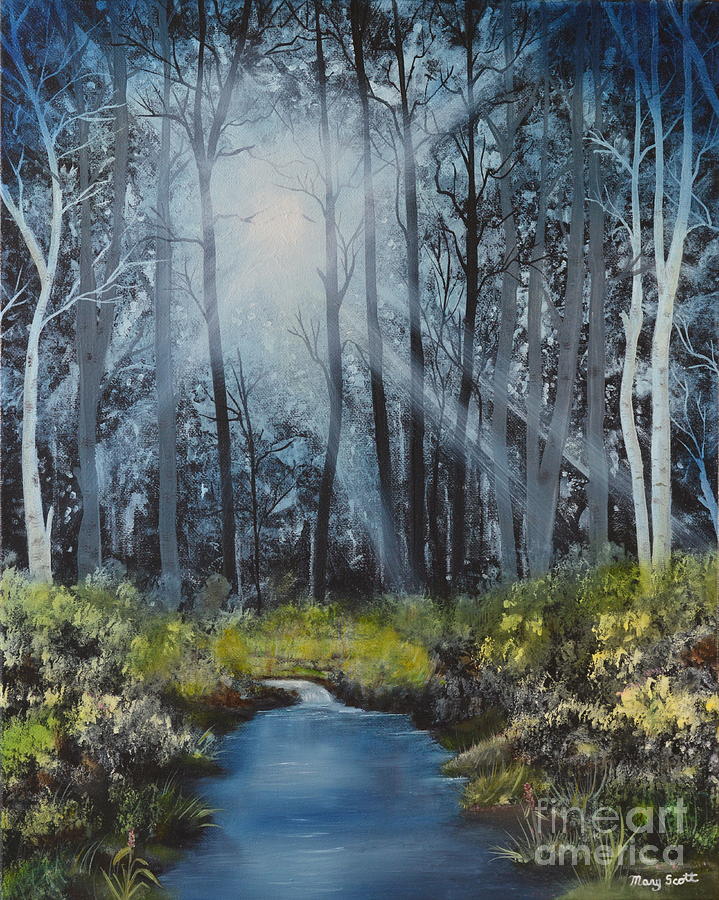 Forest Light Painting by Mary Scott