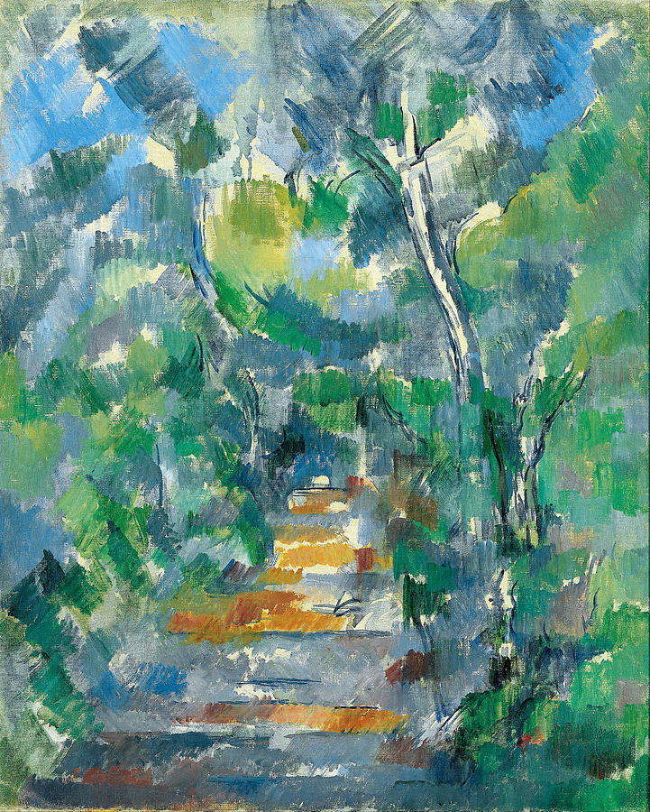Forest Scene .Path from Mas Jolie to Chateau noir Painting by Paul Cezanne