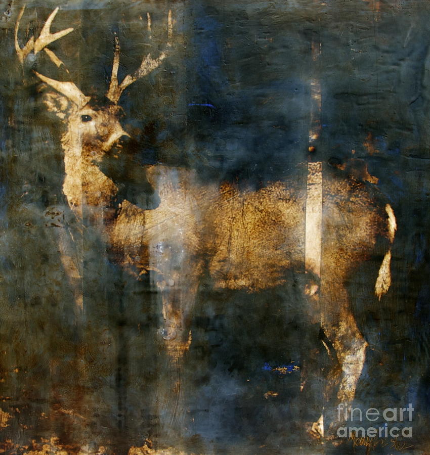 Buck Painting - Forest Soul by Mary Leslie