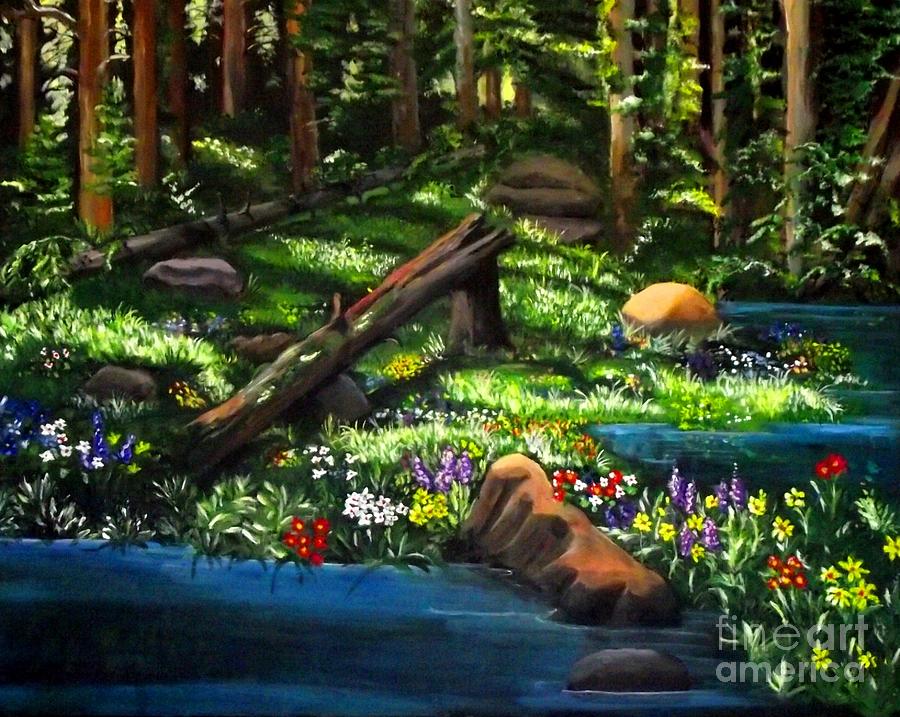 Forest Stream Painting by Jayne Kerr 