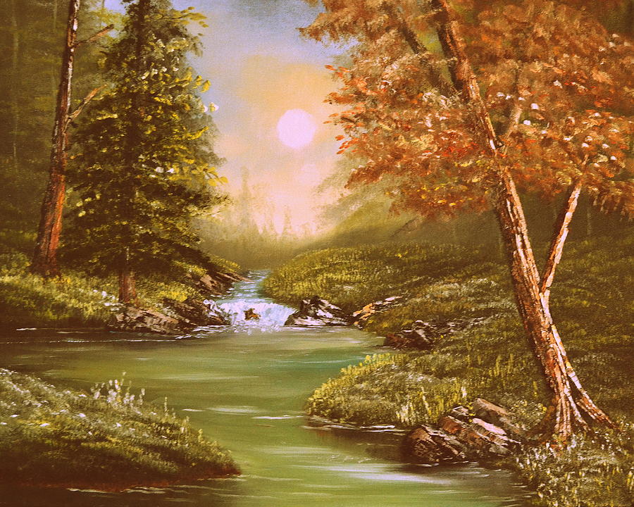 Forest Stream Painting by Martin Schmidt