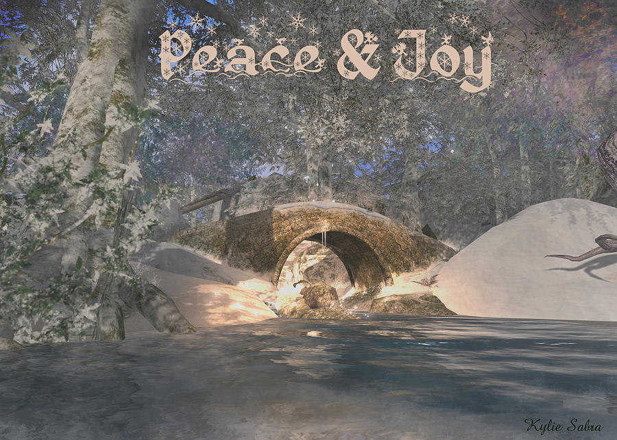 Christmas Digital Art - Forest Stream Peace and Joy by Kylie Sabra