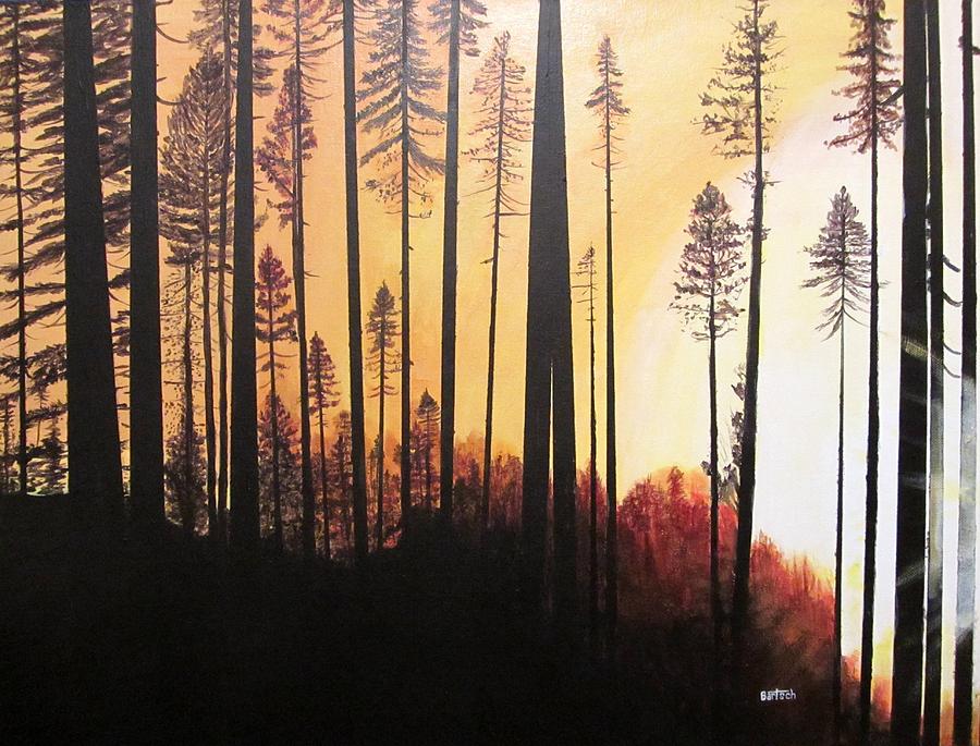 Forest Sunrise Painting by David Bartsch