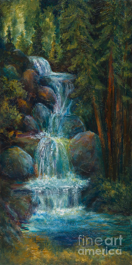 Forest Waterfall Painting by Jessie Nilo