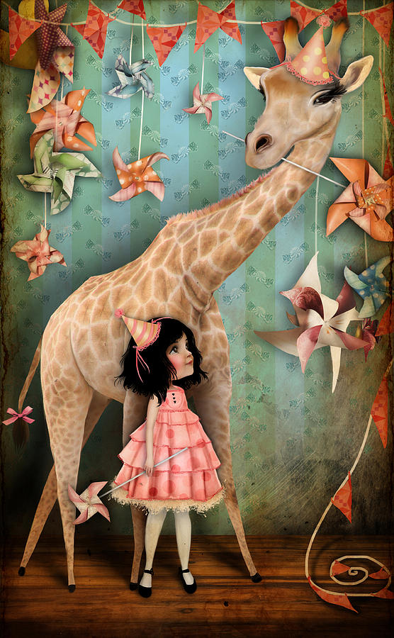 Giraffe Digital Art - Forever Friends by Jessica Von Braun