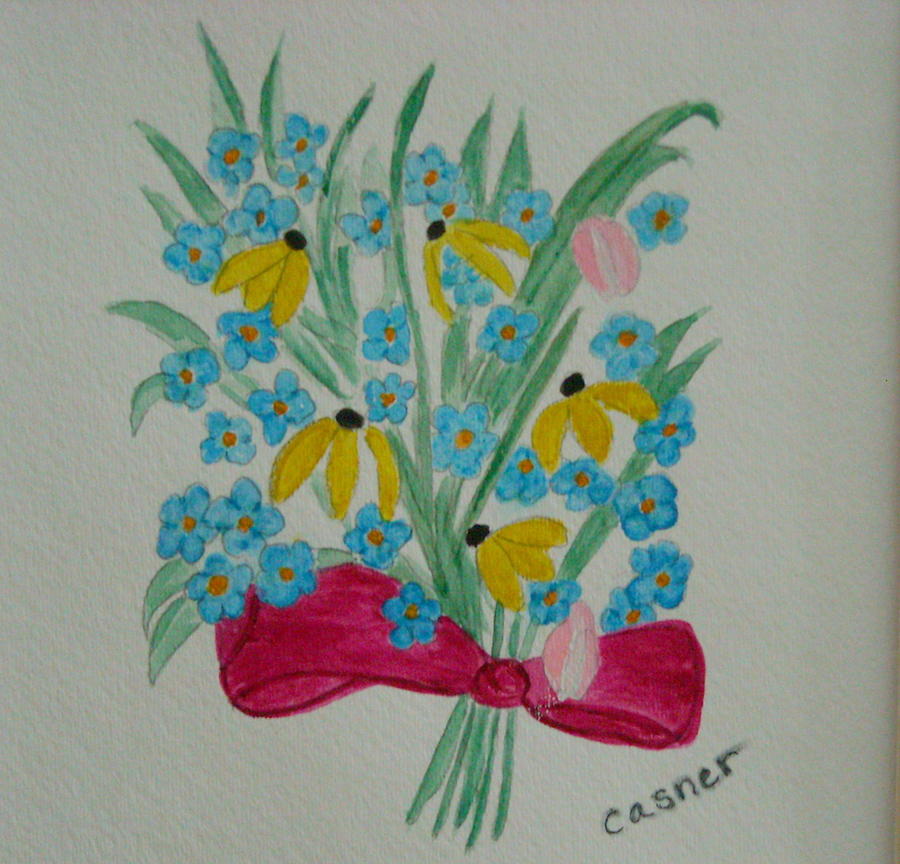 Forget-me-Not Bouquet Painting by Colleen Casner