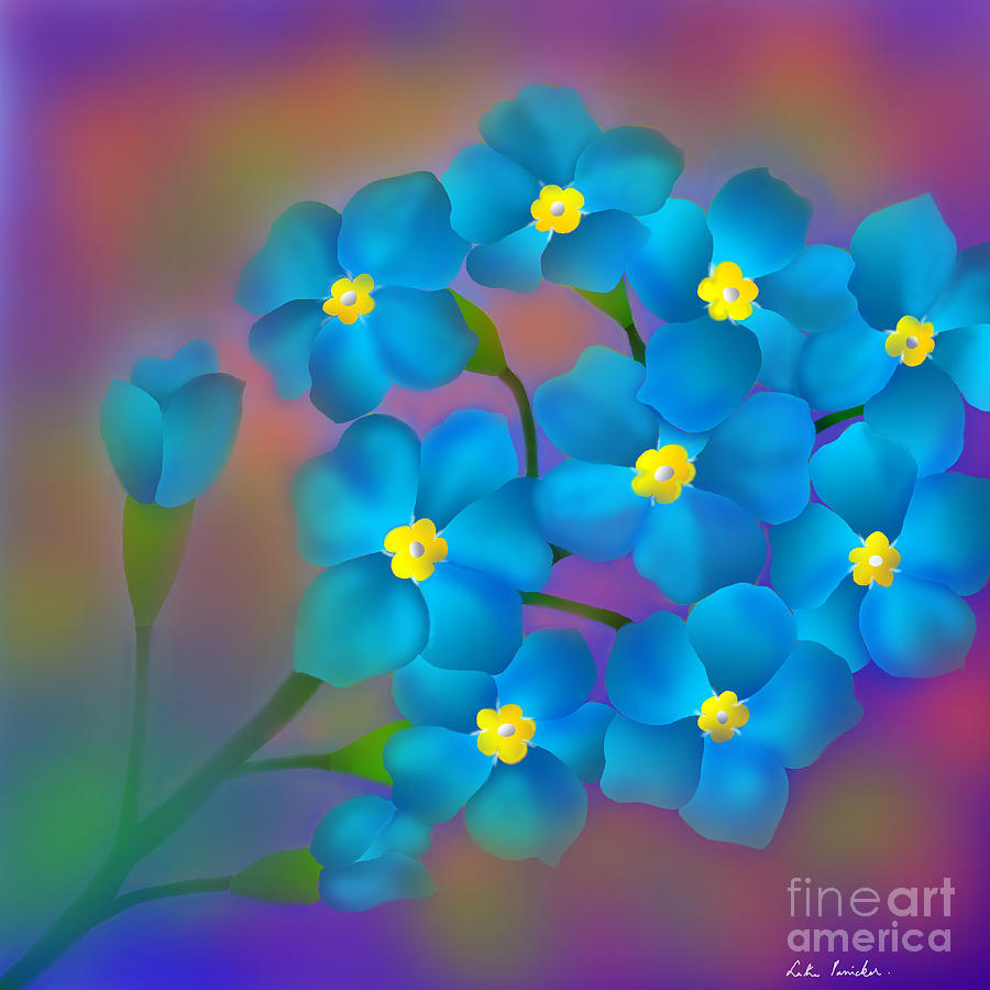 Forget- me -not flowers Digital Art by Latha Gokuldas Panicker
