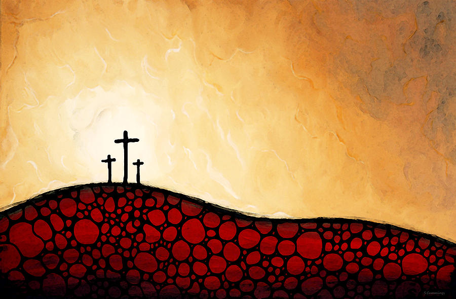Easter Painting - Forgiven - Christian Art By Sharon Cummings by Sharon Cummings