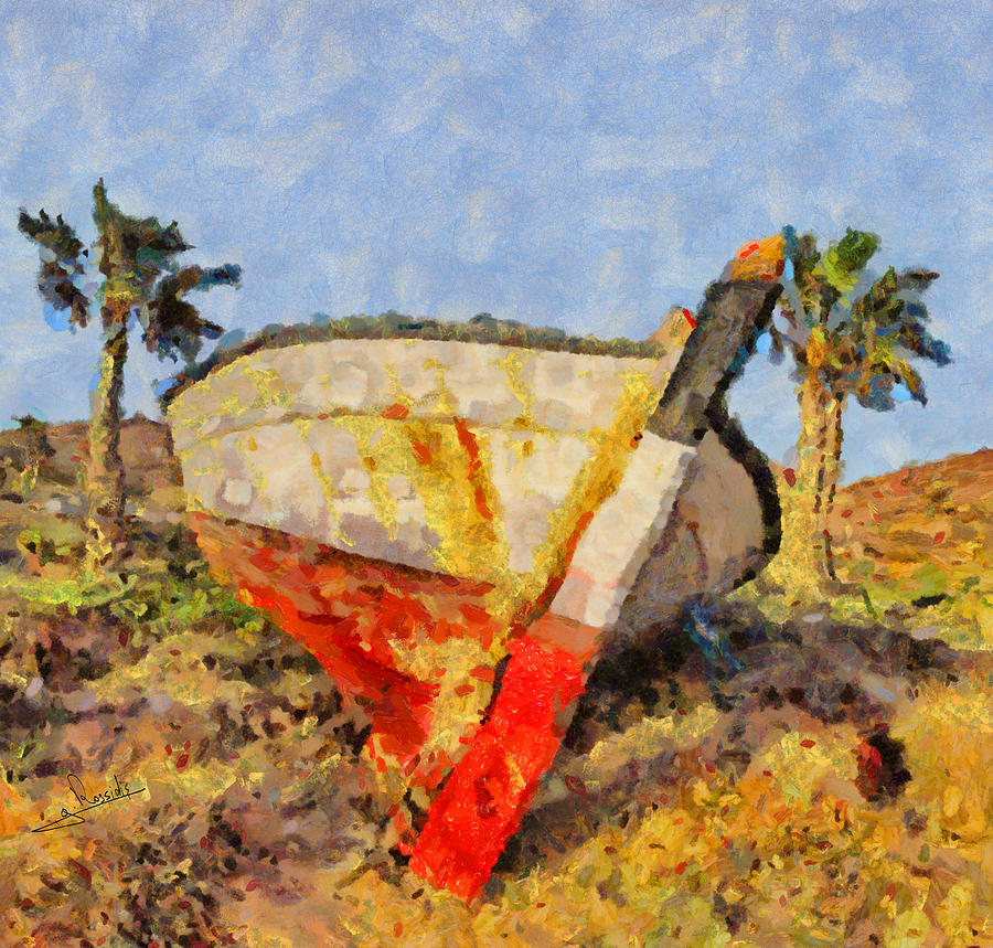 Forgotten boat Painting by George Rossidis