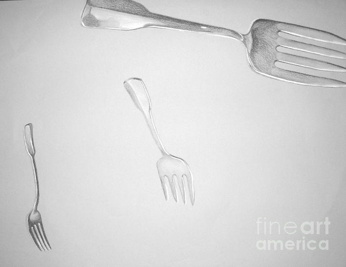 Forks Drawing by Tamir Barkan