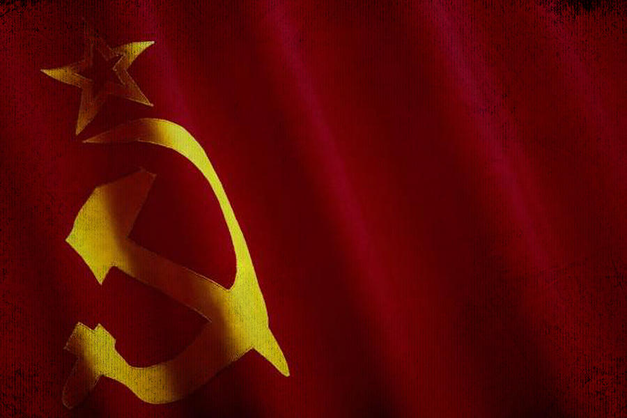 Flag Digital Art - Former USSR flag waving on canvas by Eti Reid