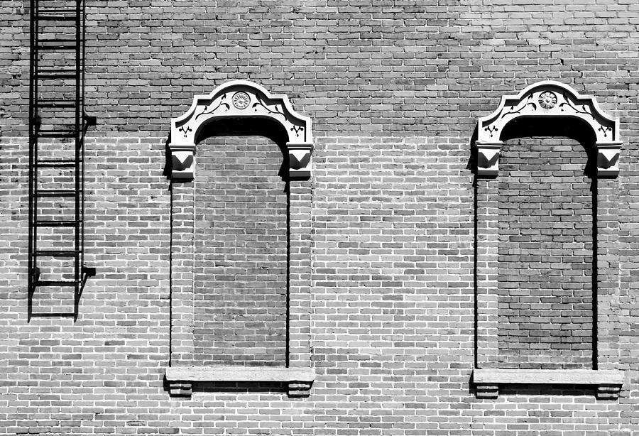 Former Windows Black and White Photograph by Mary Bedy